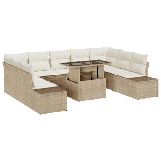 Alternative view of Set de canapele pentru grădină 10 pcs Bej Rattan poli