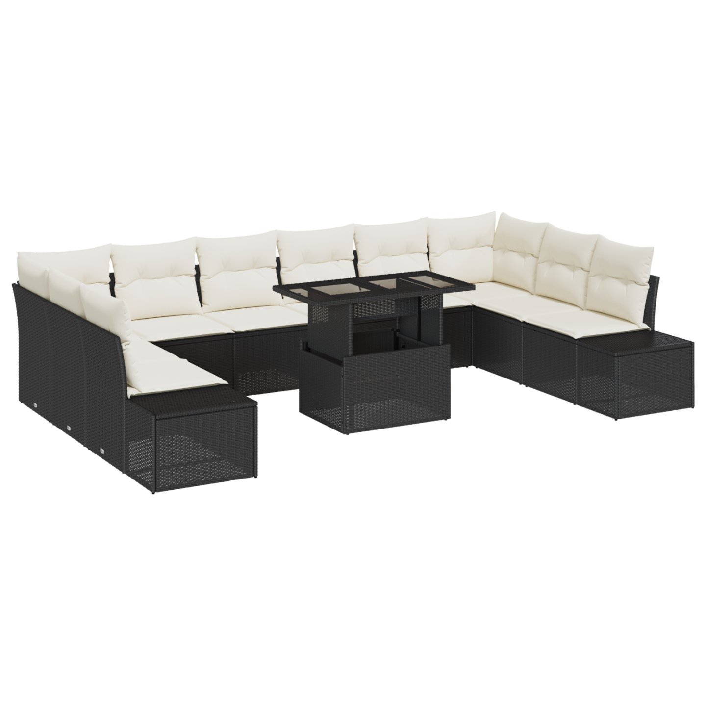 3357990 2 Set de canapele pentru grădină 11 pcs Negru Rattan poli Set de canapele pentru grădină 11 pcs Negru Rattan poli - imagine 2