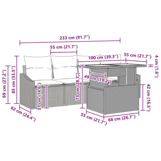 3358504 13 Set de canapele pentru grădină 5 pcs Negru Rattan poli 3358504 13