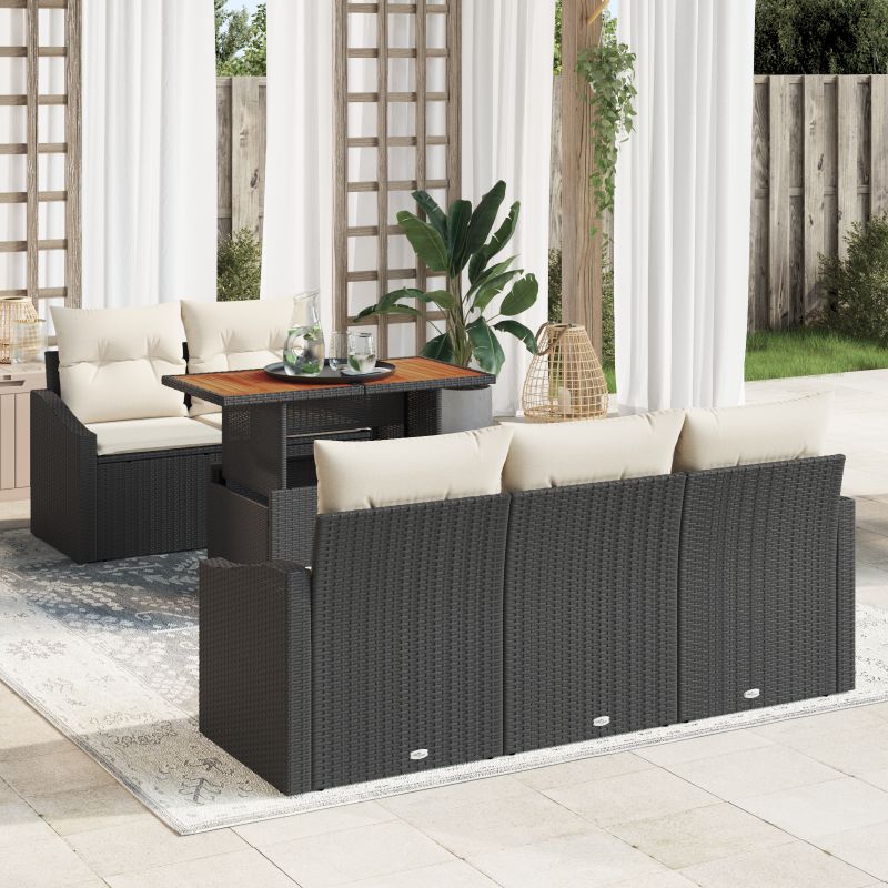 3358511 1 Set de canapele pentru grădină 6 pcs Negru Rattan poli Set de canapele pentru grădină 6 pcs Negru Rattan poli