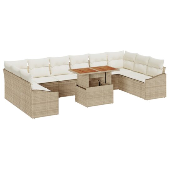 3358626 2 Set de canapele pentru grădină 11 pcs Bej Rattan poli 3358626 2