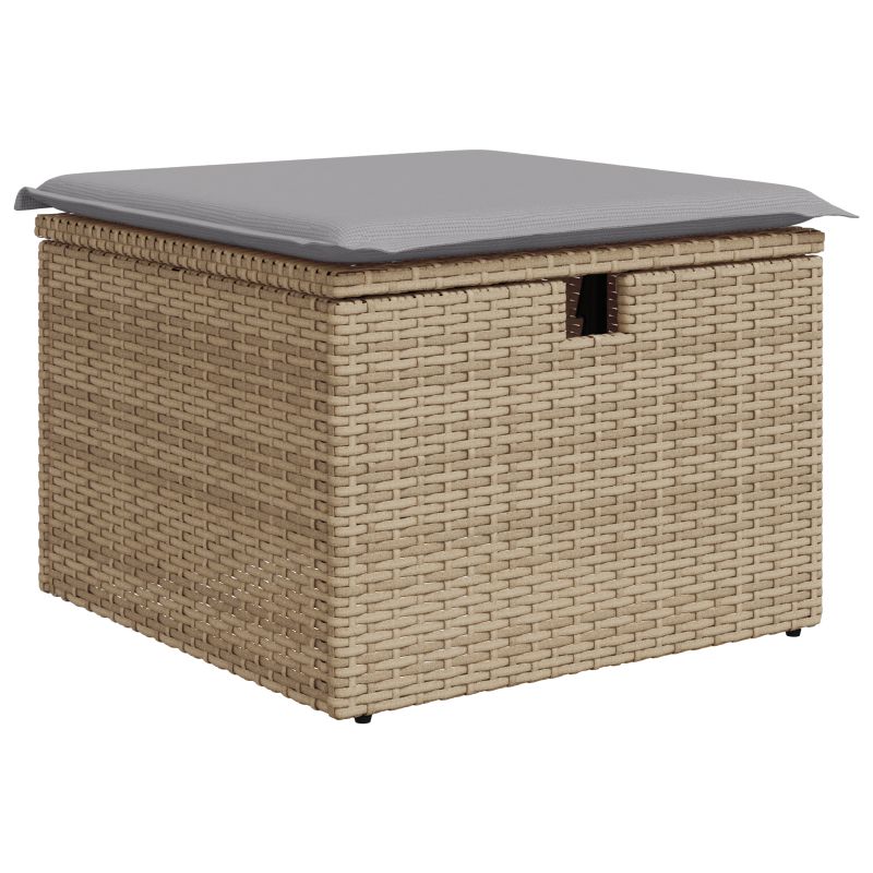 Set de canapele pentru grădină cu pernă 9 pcs Bej Rattan poli - imagine 7