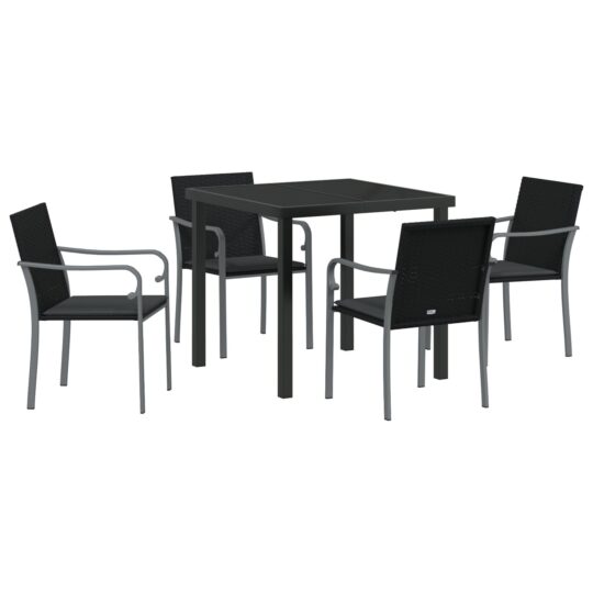 Alternative view of Set de masă pentru grădină 5 pcs Negru Rattan poli
