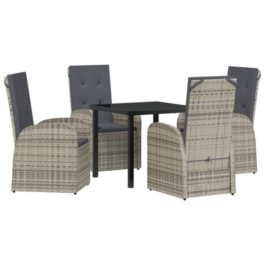 Alternative view of Set de masă pentru grădină cu pernă 5 pcs Gri poliratan