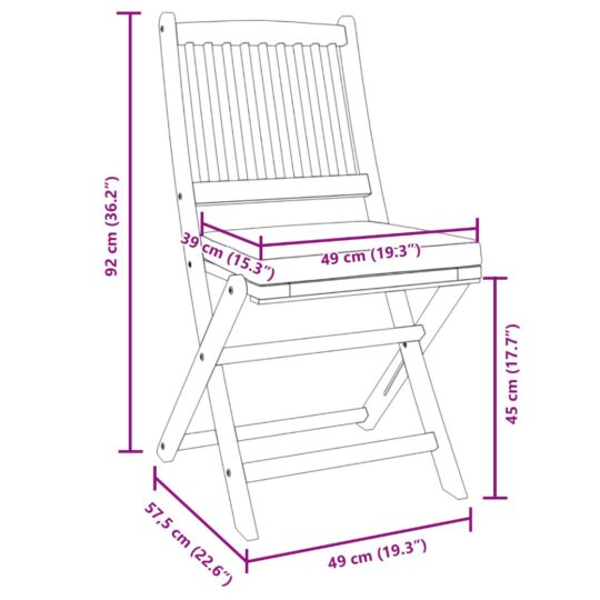 42000954 11 Scaun pliant 2 pcs Gri 49 x 57.5 x 92cm Lemn masiv de acacia 42000954 11