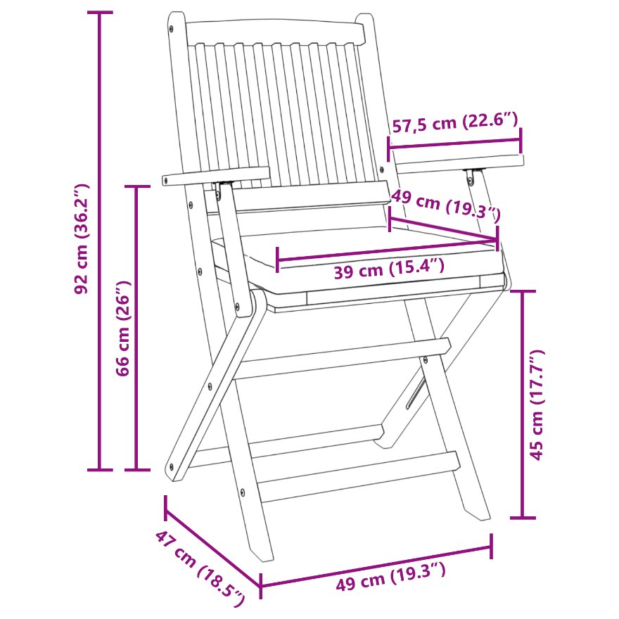 42000955 11 Scaun pliant 2 pcs Alb 49 x 57.5 x 92cm Lemn masiv de acacia Scaun pliant 2 pcs Alb 49 x 57.5 x 92cm Lemn masiv de acacia - imagine 11