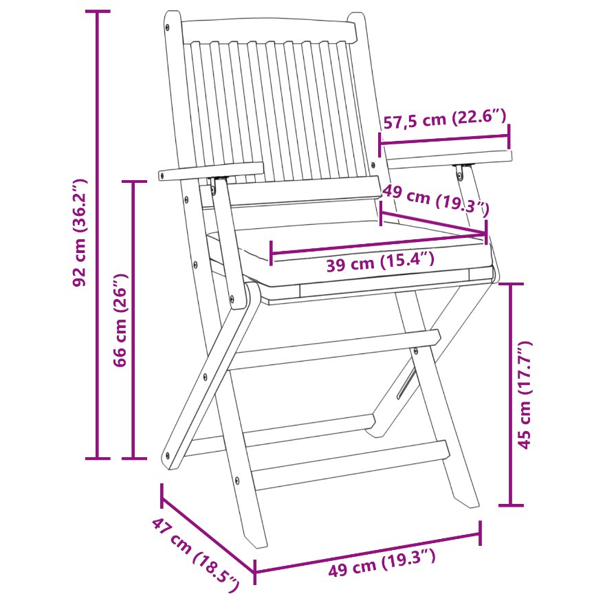 42000956 11 Scaun pliant 2 pcs Gri 49 x 57.5 x 92cm Lemn masiv de acacia Scaun pliant 2 pcs Gri 49 x 57.5 x 92cm Lemn masiv de acacia - imagine 11
