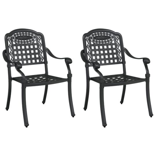 Alternative view of Scaun pentru Grădină 2 pcs Negru 55 x 56.5 x 91cm Aluminiu