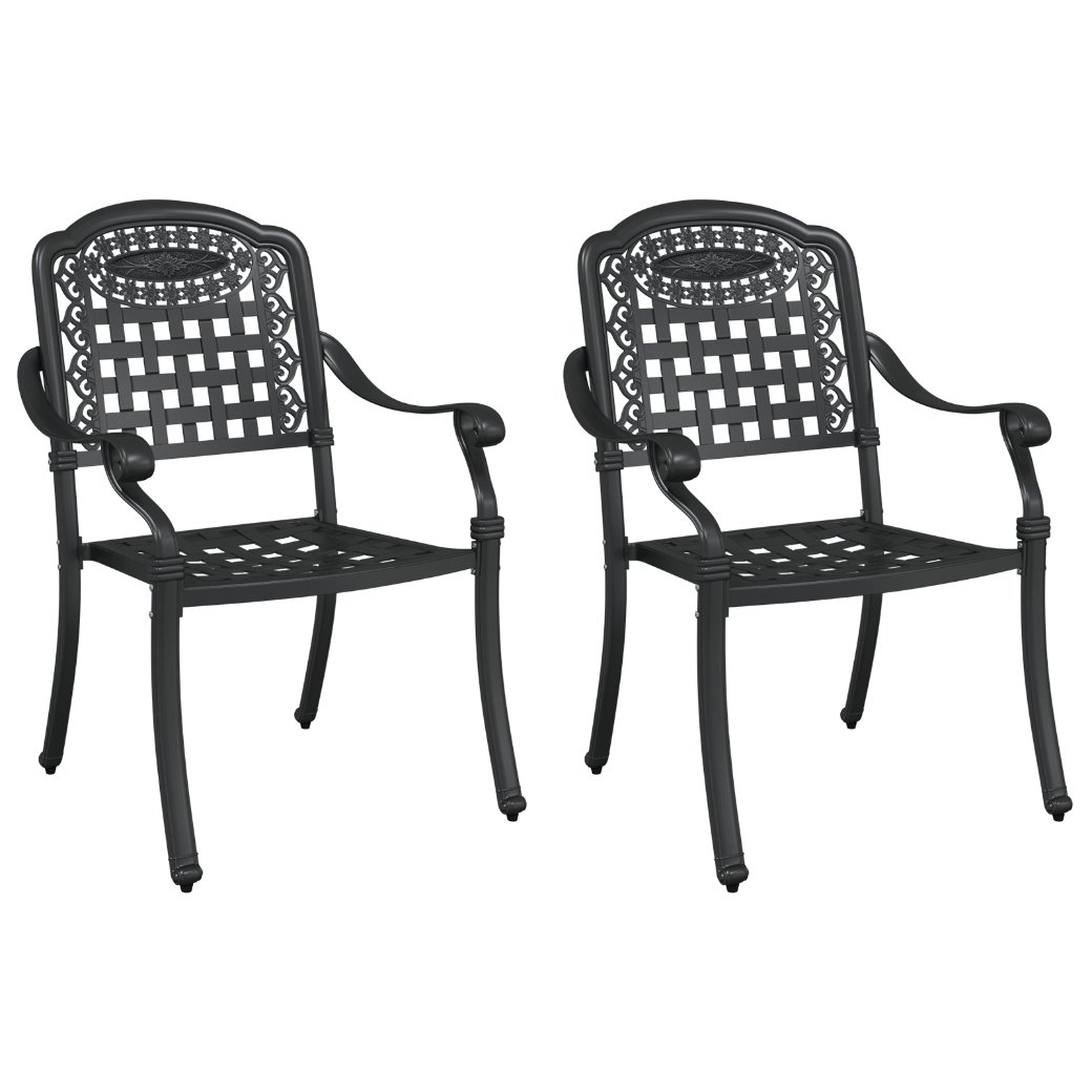 42002371 2 Scaun pentru Grădină 2 pcs Negru 55 x 56.5 x 91cm Aluminiu Scaun pentru Grădină 2 pcs Negru 55 x 56.5 x 91cm Aluminiu - imagine 2