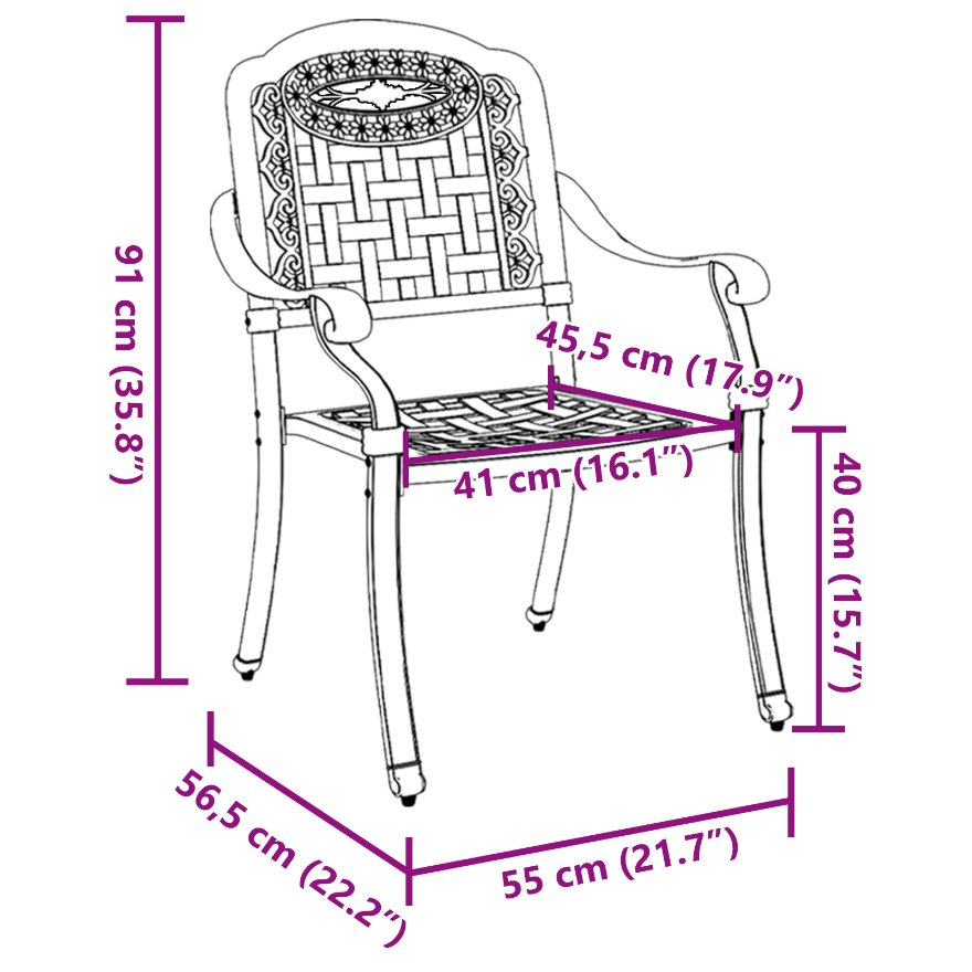 42002372 10 Scaun pentru Grădină 2 pcs Alb 55 x 56.5 x 91cm Aluminiu Scaun pentru Grădină 2 pcs Alb 55 x 56.5 x 91cm Aluminiu - imagine 10