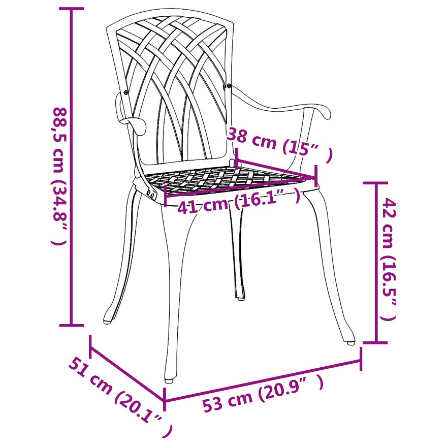 42002399 10 Scaun pentru Grădină 2 pcs Negru 55 x 56.5 x 91cm Aluminiu Scaun pentru Grădină 2 pcs Negru 55 x 56.5 x 91cm Aluminiu - imagine 10