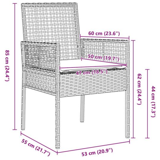 42003449 10 Scaun pentru Grădină 2 pcs Bej 53 x 60 x 85cm poliratan 42003449 10