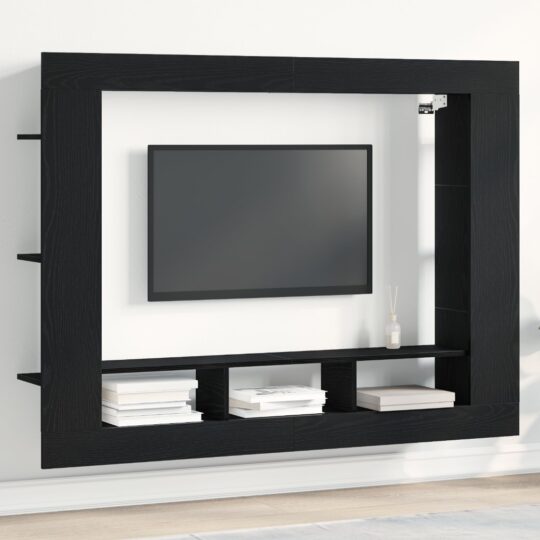 Cabinet TV Stejar negru 152 x 22 x 113 cm Lemn compozit