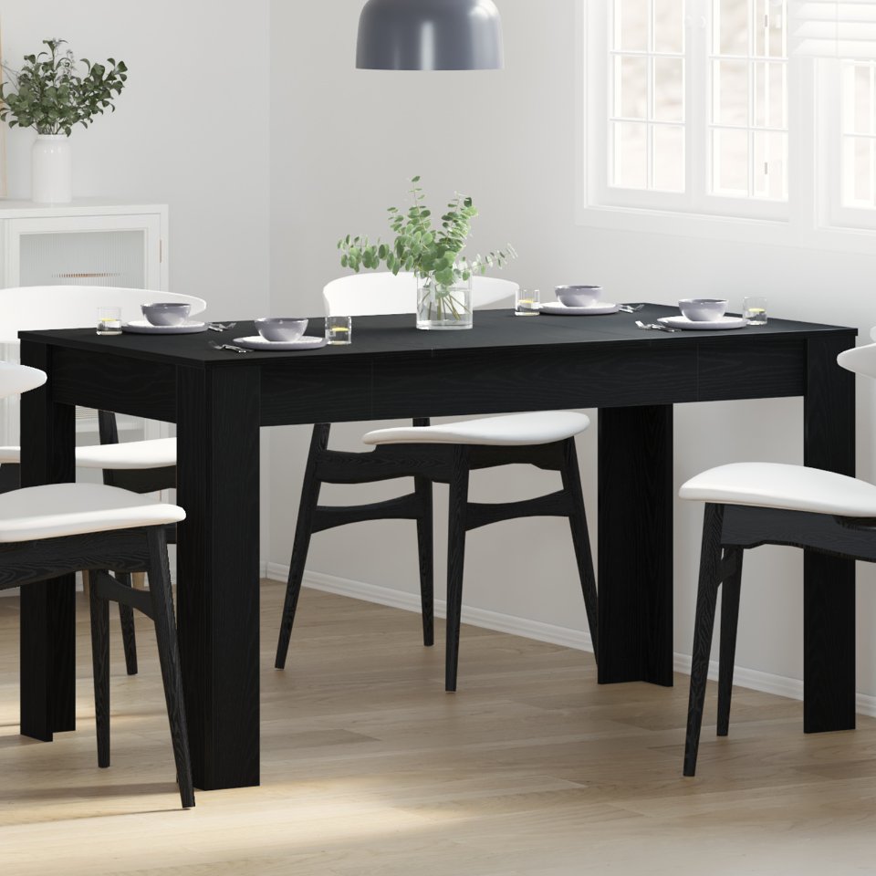 862053 1 Masă de dining Stejar negru 140 x 74.5 x 76 cm Lemn compozit Masă de dining Stejar negru 140 x 74.5 x 76 cm Lemn compozit