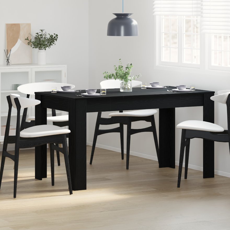 862053 4 Masă de dining Stejar negru 140 x 74.5 x 76 cm Lemn compozit Masă de dining Stejar negru 140 x 74.5 x 76 cm Lemn compozit - imagine 4