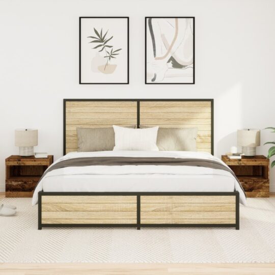 Noptieră 2 pcs Lemn vechi 50 x 40 x 45 cm Lemn compozit