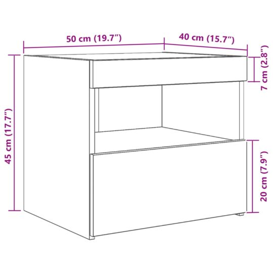 862184 12 Noptieră cu sertar Stejar negru 50 x 40 x 45 cm Lemn compozit 862184 12