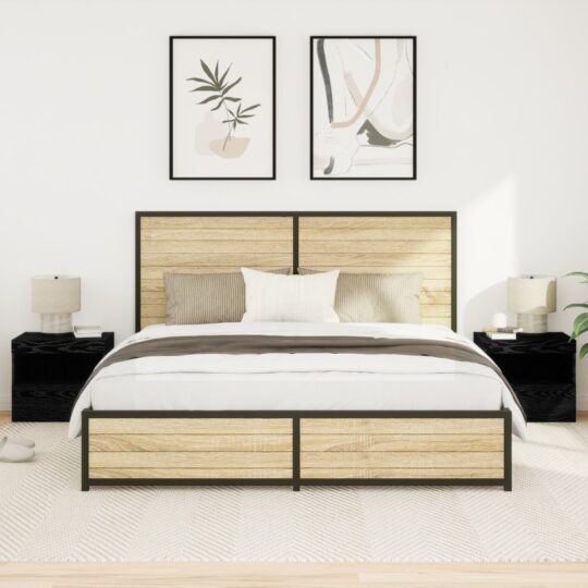 Noptieră 2 pcs Stejar negru 50 x 40 x 45 cm Lemn compozit