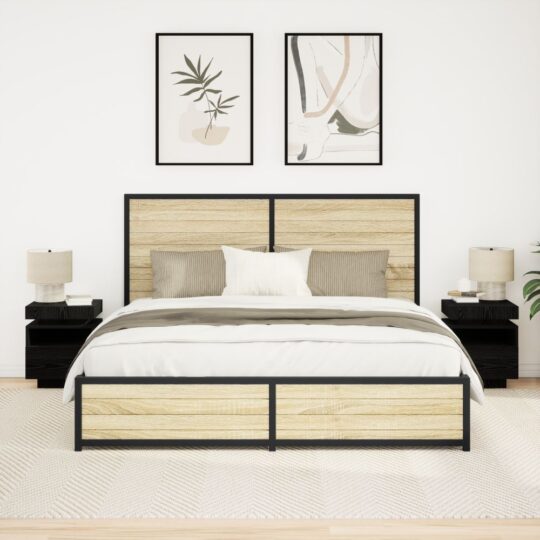 Noptieră 2 pcs Stejar negru 40 x 39 x 48.5 cm Lemn compozit