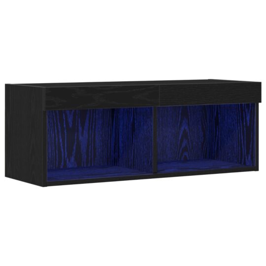 Alternative view of Cabinet TV Pe perete Stejar Negru 80 x 30 x 30 cm Lemn compozit