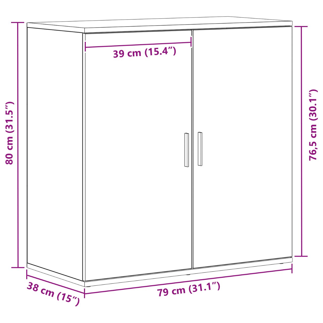 862267 6 Bufet Lemn vechi 79 x 38 x 80 cm Lemn compozit Bufet Lemn vechi 79 x 38 x 80 cm Lemn compozit - imagine 6