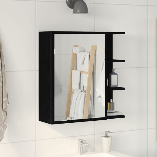 Dulap cu oglindă pentru baie Stejar negru 62.5 x 20.5 x 64 cm