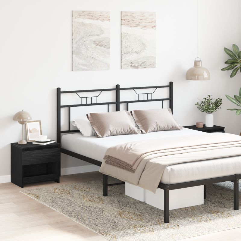 862575 1 Dulap de noapte cu sertar 2 pcs Stejar Negru 40 x 30 x 39 cm Dulap de noapte cu sertar 2 pcs Stejar Negru 40 x 30 x 39 cm