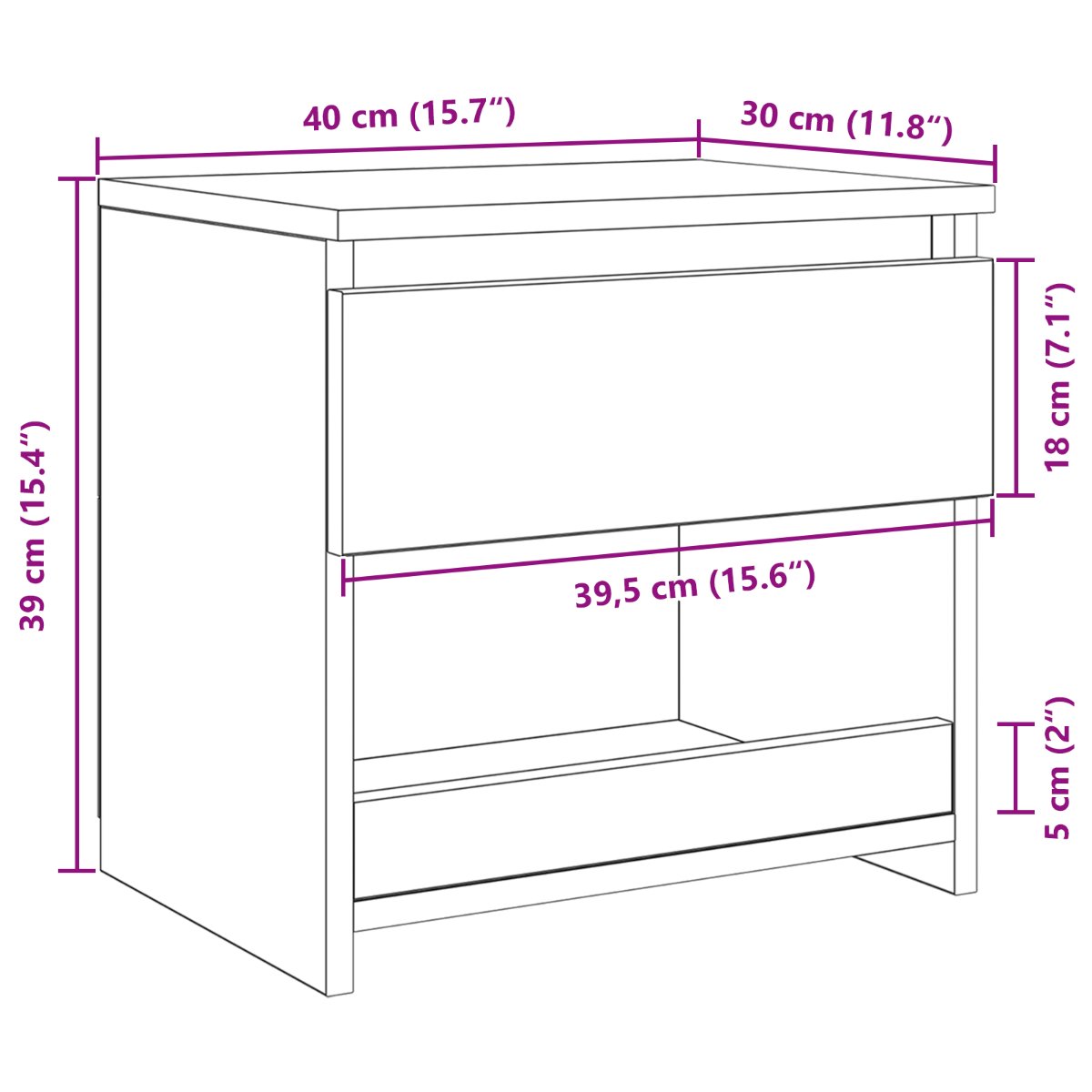 862575 12 Dulap de noapte cu sertar 2 pcs Stejar Negru 40 x 30 x 39 cm Dulap de noapte cu sertar 2 pcs Stejar Negru 40 x 30 x 39 cm - imagine 12