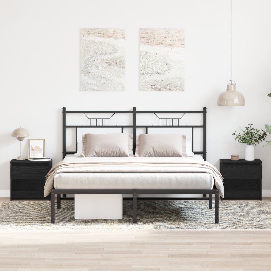 862575 4 Dulap de noapte cu sertar 2 pcs Stejar Negru 40 x 30 x 39 cm Dulap de noapte cu sertar 2 pcs Stejar Negru 40 x 30 x 39 cm - imagine 4