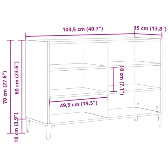 862591 10 Bufet Negru 103.5 x 35 x 70 cm Lemn compozit 862591 10