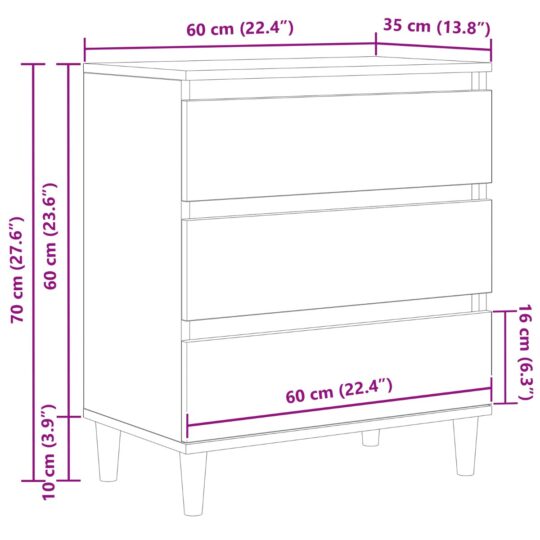 862595 12 Buffet cu sertar Stejar Negru 60 x 35 x 70 cm Lemn compozit 862595 12