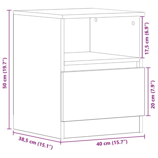 862610 12 Dulap de noapte cu sertar 2 pcs Stejar negru 40 x 40 x 50 cm 862610 12