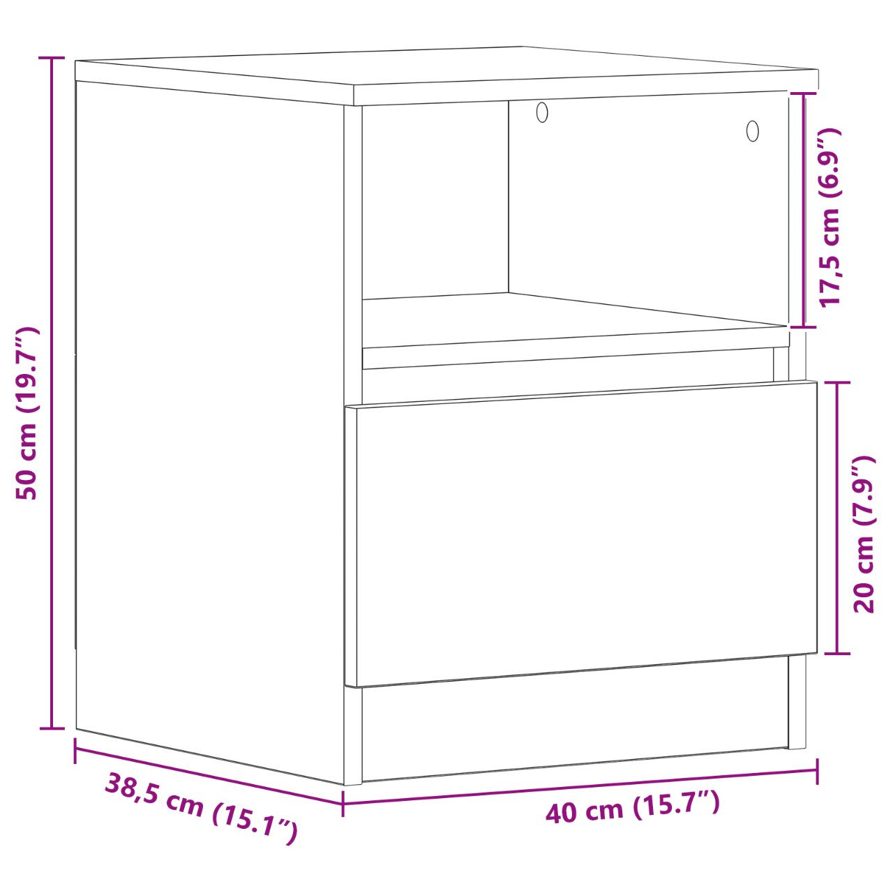 862610 12 Dulap de noapte cu sertar 2 pcs Stejar negru 40 x 40 x 50 cm Dulap de noapte cu sertar 2 pcs Stejar negru 40 x 40 x 50 cm - imagine 12