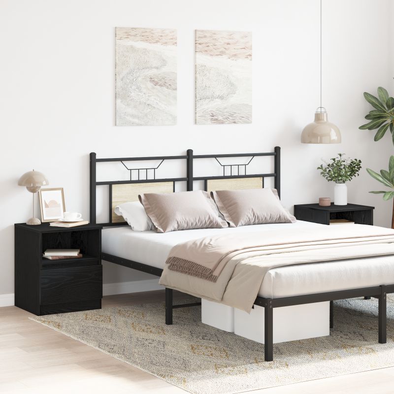 862610 4 Dulap de noapte cu sertar 2 pcs Stejar negru 40 x 40 x 50 cm Dulap de noapte cu sertar 2 pcs Stejar negru 40 x 40 x 50 cm - imagine 4