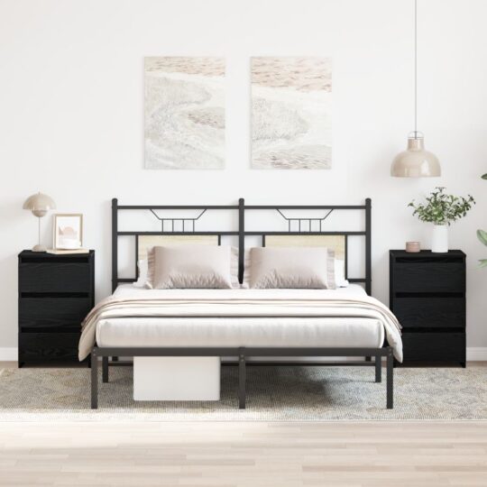 Dulap de noapte cu sertar 2 pcs Stejar negru 40 x 35 x 62.5 cm