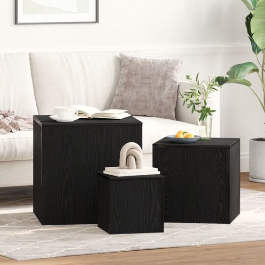 Masa de cuibărit 3 pcs Stejar negru 45 x 45 x 45 cm