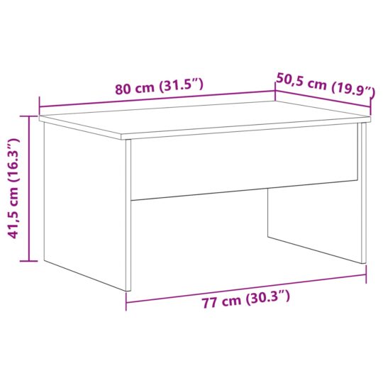 862766 10 Masă de cafea Stejar Negru 80 x 50.5 x 41.5 cm Lemn compozit 862766 10