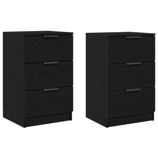 Alternative view of Dulap de noapte cu sertar 2 pcs Stejar negru 40 x 65 x 65 cm