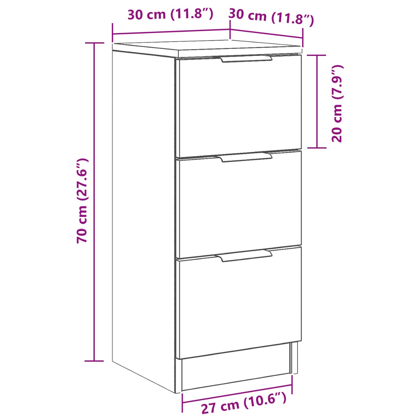 862774 11 Dulap lateral din stejar negru Stejar negru 30 x 30 x 70 cm Dulap lateral din stejar negru Stejar negru 30 x 30 x 70 cm - imagine 11
