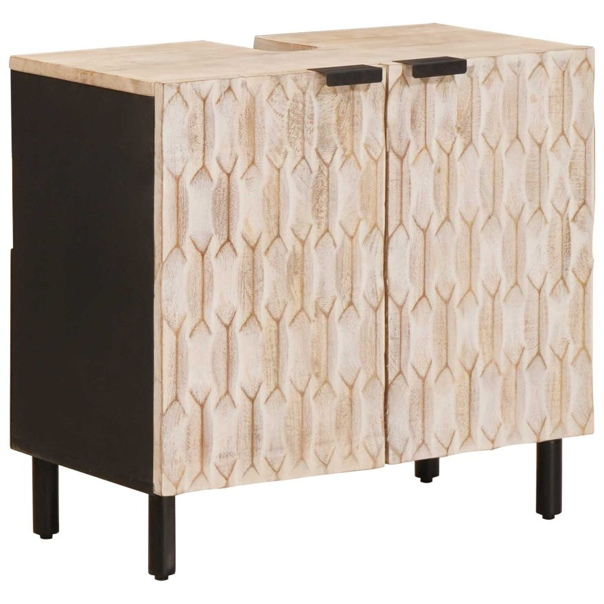 3310032 5 Seturi de baie cu sertar Finisaj Alb Spălat Lemn de mango solid Seturi de baie cu sertar Finisaj Alb Spălat Lemn de mango solid - imagine 5