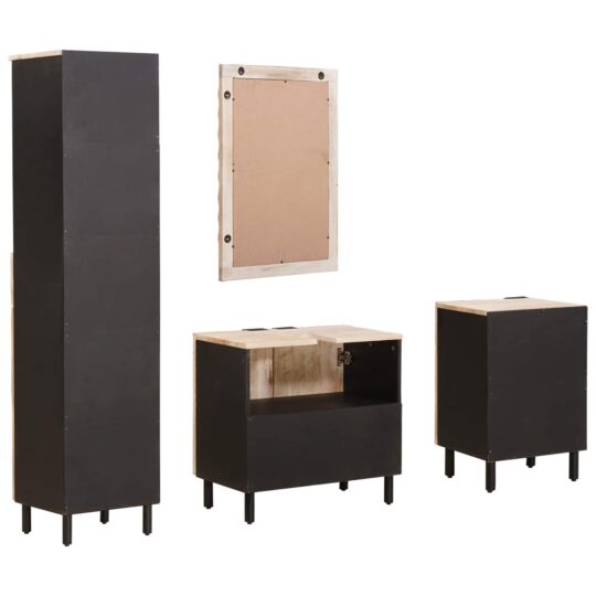 3310032 8 Seturi de baie cu sertar Finisaj Alb Spălat Lemn de mango solid 3310032 8