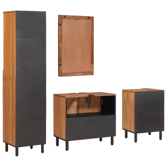 3310038 8 Seturi de baie cu raft Maro Acacia Finisat Lemn de mango solid 3310038 8