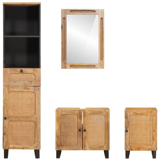 3310062 7 Seturi de baie cu sertar cu raft natural Lemn de mango solid 3310062 7