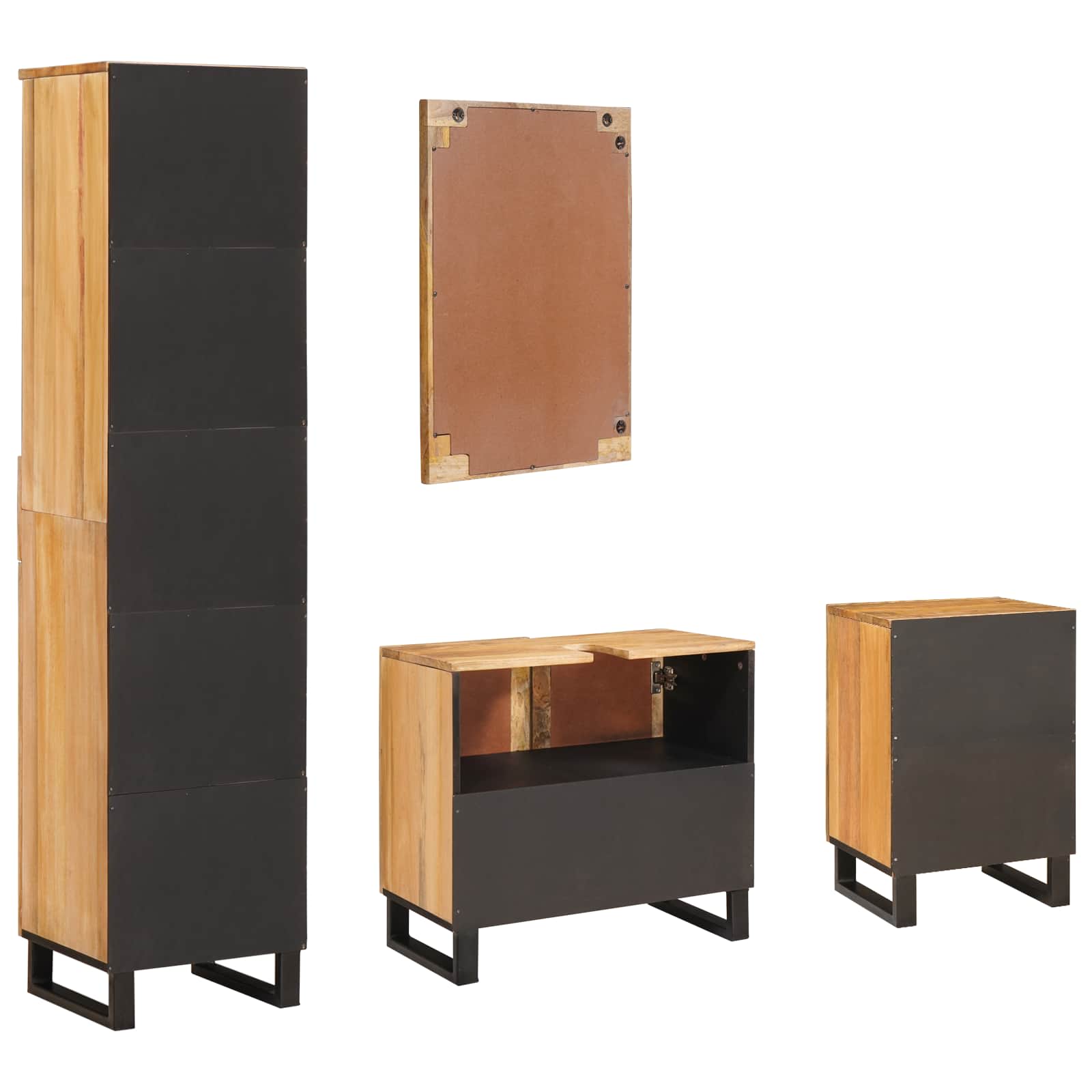 3310062 8 Seturi de baie cu sertar cu raft natural Lemn de mango solid Seturi de baie cu sertar cu raft natural Lemn de mango solid - imagine 8