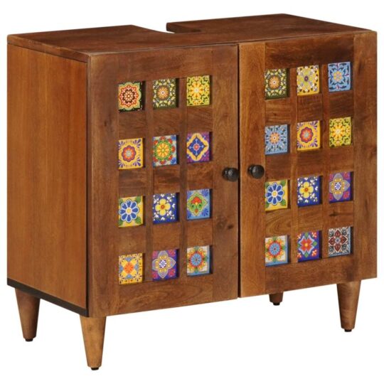 3310091 3 Set de mobilier pentru baie 3 pcs castan Lemn de mango solid 3310091 3