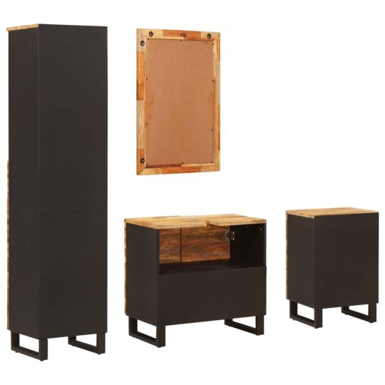 3310104 8 Seturi de baie cu sertar cu raft natural Lemn de mango solid 3310104 8