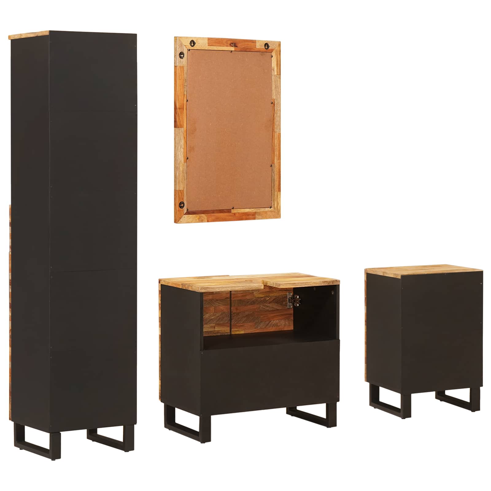 3310104 8 Seturi de baie cu sertar cu raft natural Lemn de mango solid Seturi de baie cu sertar cu raft natural Lemn de mango solid - imagine 8