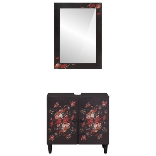 3310141 5 Set dulap baie Pe perete cu ușă 2 pcs Lemn de mango solid 3310141 5