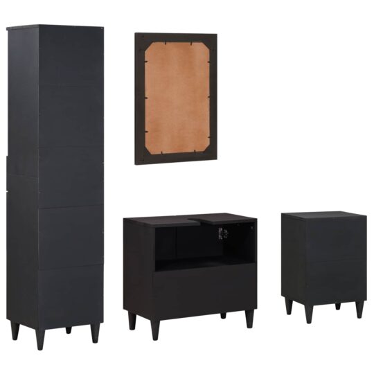 3310143 8 Set dulap baie cu sertar Pe perete 4 pcs Lemn de mango solid 3310143 8