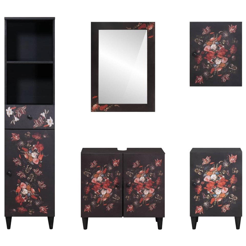 3310144 8 Set dulap baie cu sertar Pe perete 5 pcs Lemn de mango solid Set dulap baie cu sertar Pe perete 5 pcs Lemn de mango solid - imagine 8